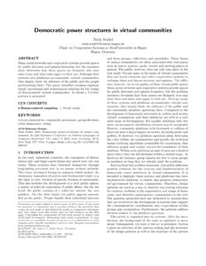 Democratic power structures in virtual communities